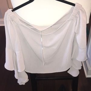 Off shoulder ruffle sleeve shirt PLT